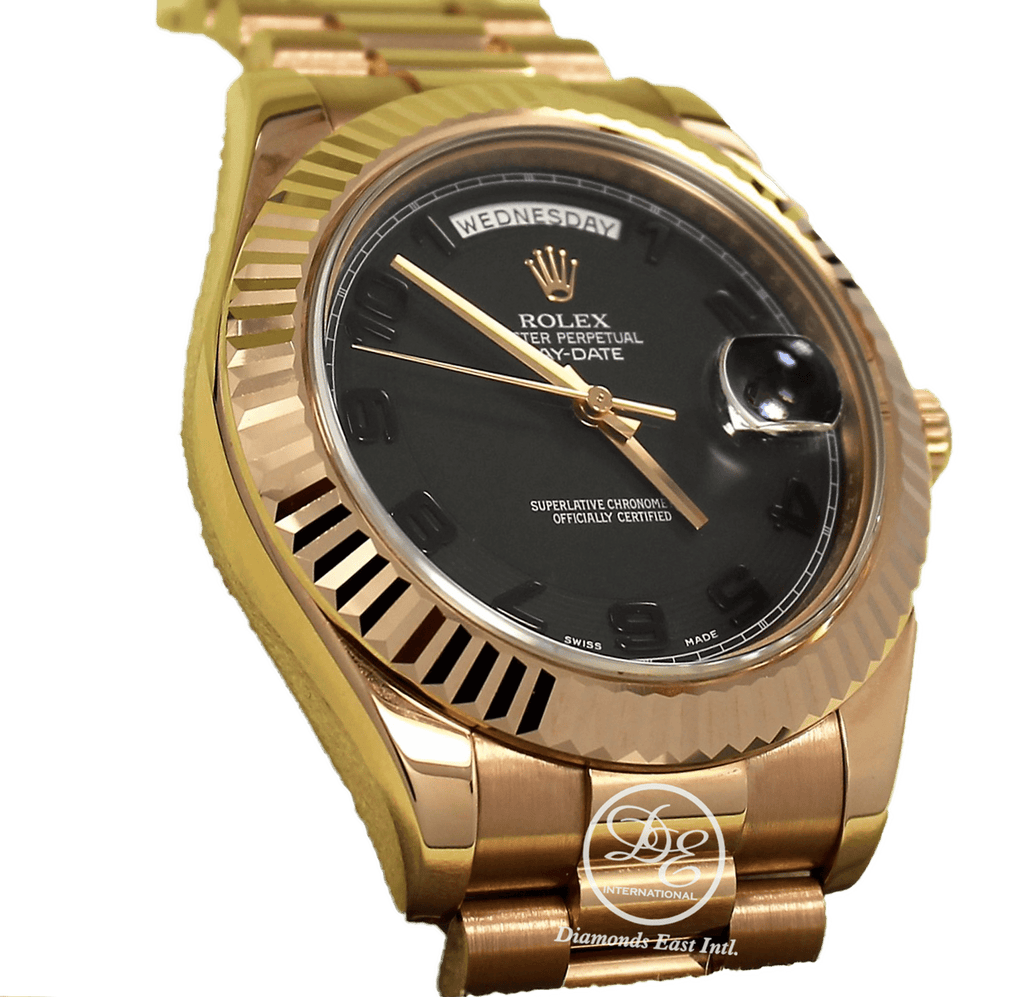 Rolex President Day-Date II 18K Rose Gold 41mm 218235 Black
