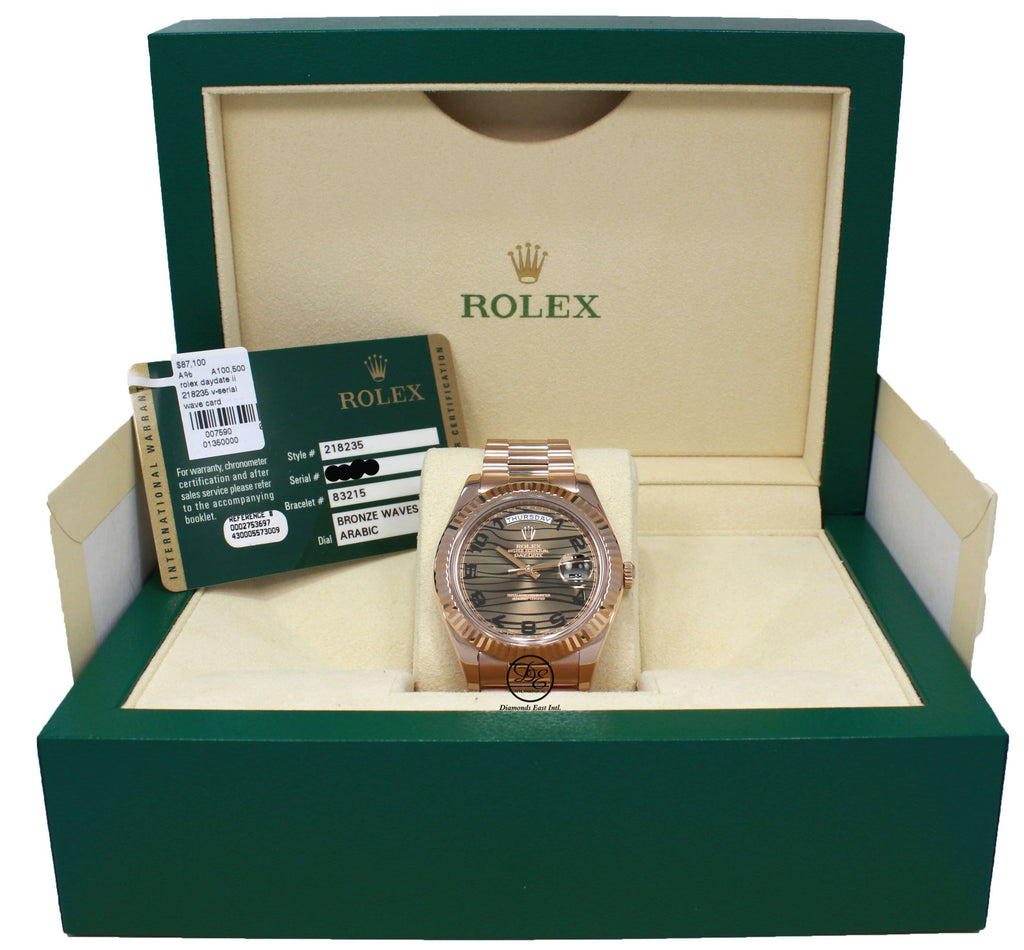 Rolex President Day-Date II 41mm 218235 18K Rose Gold Bronze Wave