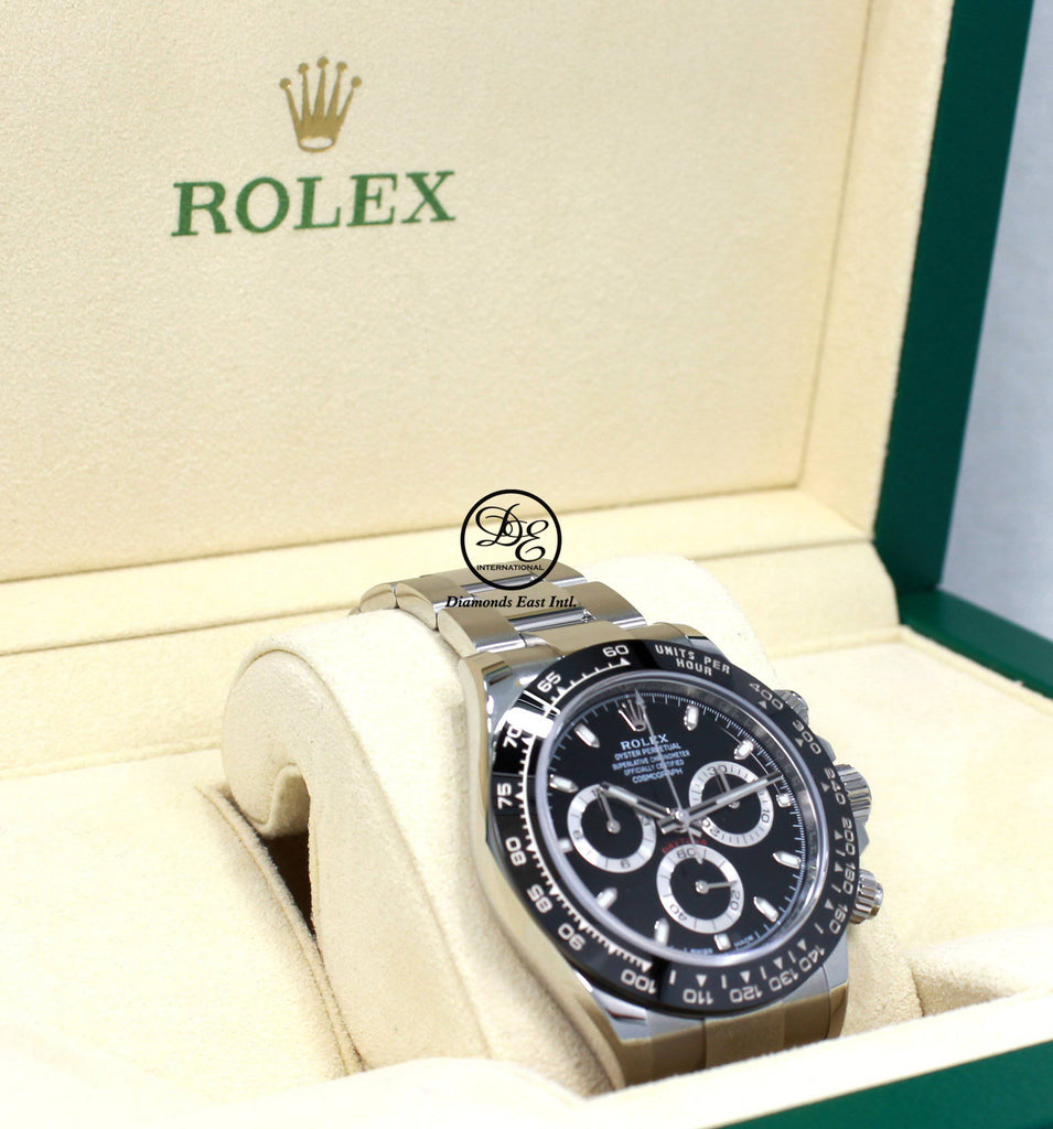 Rolex Daytona 116500 LN Chrono Oyster Black Ceramic Bezel Watch BOX/PAPER *MINT* Diamonds East Intl.