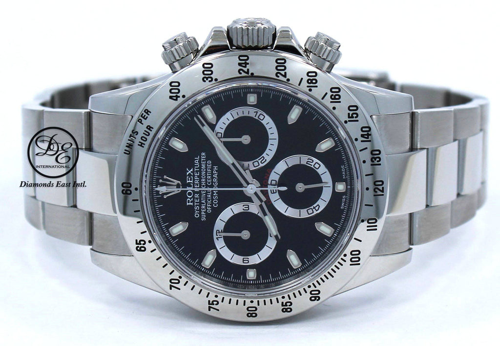 Rolex Daytona 116520 Cosmograph Stainless Steel Oyster Black Dial BOX/PAPERS MINT - Diamonds East Intl.
