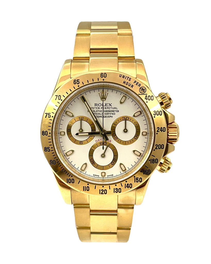 Rolex Daytona 116528 Yellow Gold White Dial Box and Papers - Diamonds East Intl.