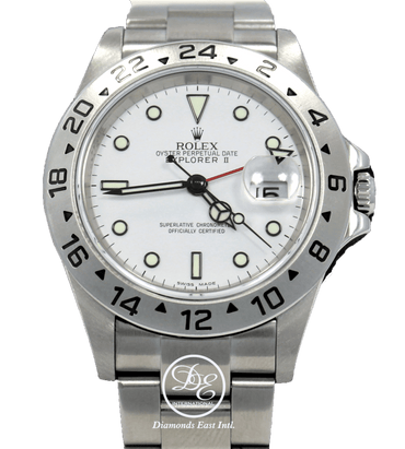 Rolex Explorer II 16570 GMT Oyster Date White Dial BOX/PAPERS - Diamonds East Intl.