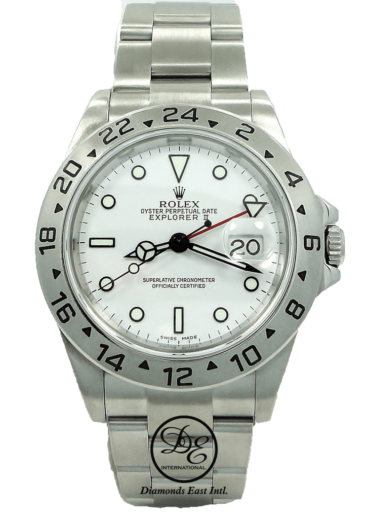 Rolex Explorer II 16570 GMT Oyster Date White Dial Watch