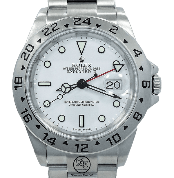 Rolex Explorer II 16570 GMT Oyster Date White Dial Watch
