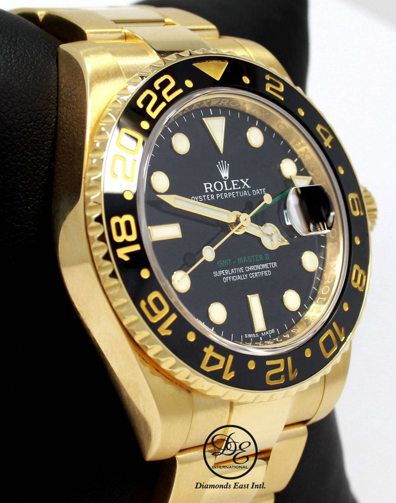 Rolex GMT-Master II 18k Yellow Gold Black D/B Jubilee Mens 40mm Watch B/B  16718 - Jewels in Time