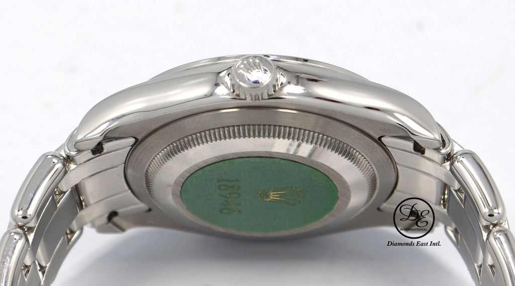 ROLEX Masterpiece 18946 Day-Date 39mm Platinum Factory MOP Diamonds Dial Bezel - Diamonds East Intl.
