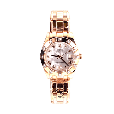 Rolex Masterpiece Pearlmaster 34mm Midsize 34mm 81315 18K Rose Gold Factory Diamond Dial & Bezel PAPERS - Diamonds East Intl.