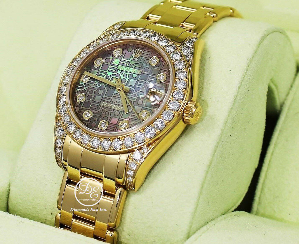 Rolex Masterpiece Pearlmaster 81158 Crown 34mm 18K Yellow Gold ALL FACTORY DIAMONDS BOX/PAPERS - Diamonds East Intl.