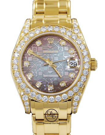 Rolex Masterpiece Pearlmaster 81158 Crown 34mm 18K Yellow Gold ALL FACTORY DIAMONDS BOX/PAPERS - Diamonds East Intl.