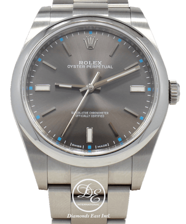 Rolex Oyster Perpetual 114300 DRSO Dark Rhodium Dial 39mm Watch Mint - Diamonds East Intl.