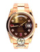 Rolex Day-Date 118235 18K Rose Gold Factory Chocolate Diamond & Rubies Dial NEW - Diamonds East Intl.