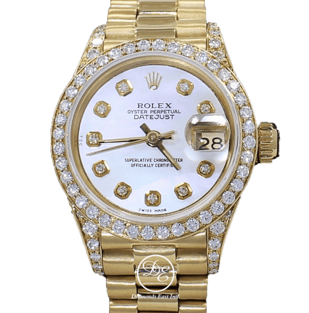 Rolex President 69178 Datejust 18K Yellow Gold MOP Diamond Dial Bezel Lady Watch - Diamonds East Intl.