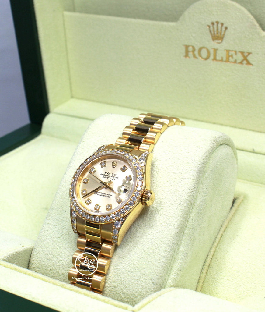 ROLEX President Crown Collection 179158 18K Yellow Gold All Factory Diamonds - Diamonds East Intl.
