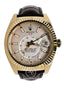 Rolex Sky-Dweller 326138 Perpetual 18K Yellow Gold On Leather Silver Dial Watch *MINT*