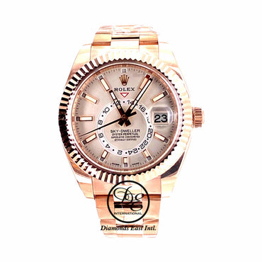 Rolex Sky-Dweller 18K Rose Gold white Dial 326935 BOX/PAPERS - Diamonds East Intl.