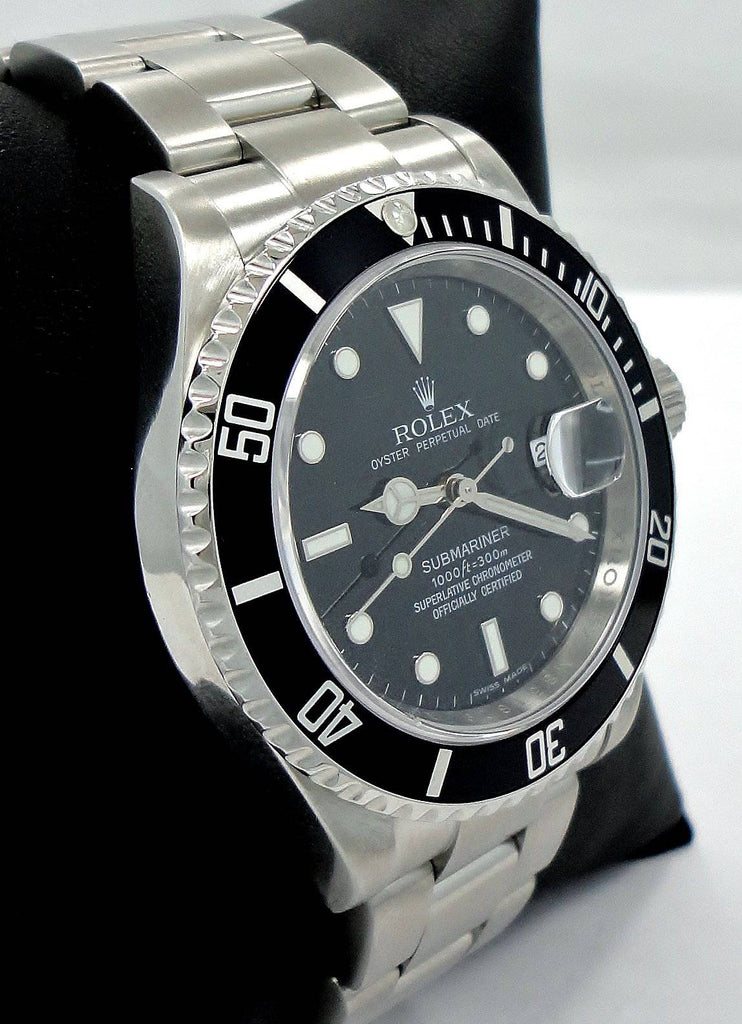 ROLEX Submariner 16610 Oyster Date SS Black Dial Watch BEZEL