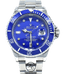 Rolex Submariner 16610 Steel Blue Dial and Blue Bezel Diamond Dial Watch MINT