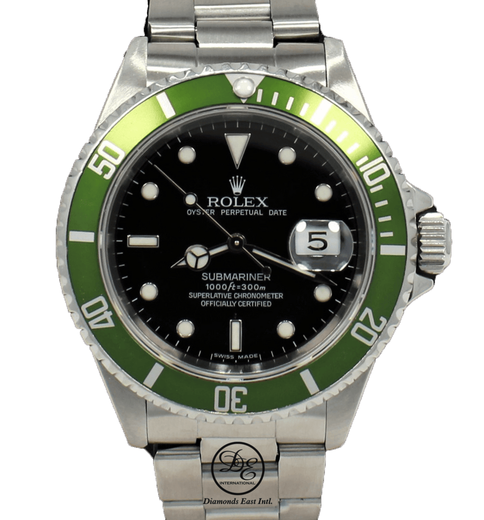 Afspejling Rig mand junk Rolex Submariner Date 16610 Oyster Date Ss Green Bezel Men's Watch |  Diamonds East Intl.