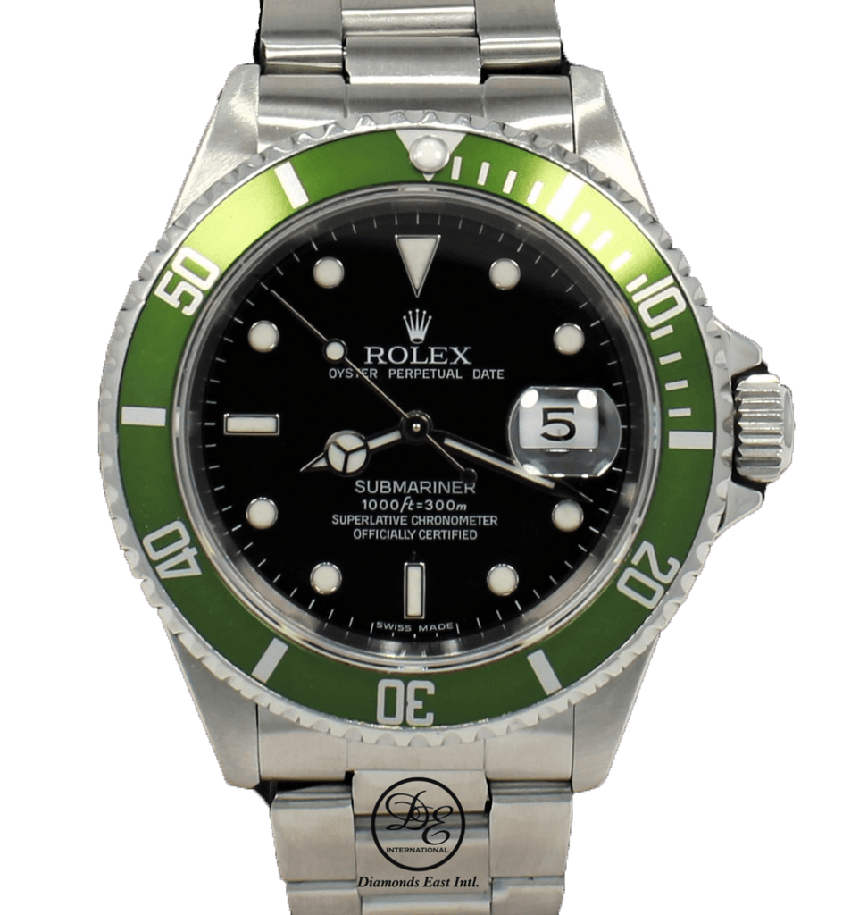 Rolex Submariner Date 16610 Oyster Date Ss Green Bezel Men's Watch - Diamonds East Intl.