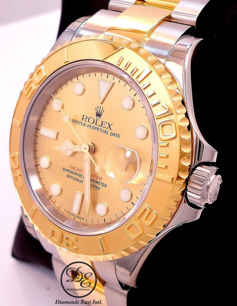 Rolex Yacht-Master 18K Yellow Gold/Steel Champagne Mens 40mm Watch D 16623