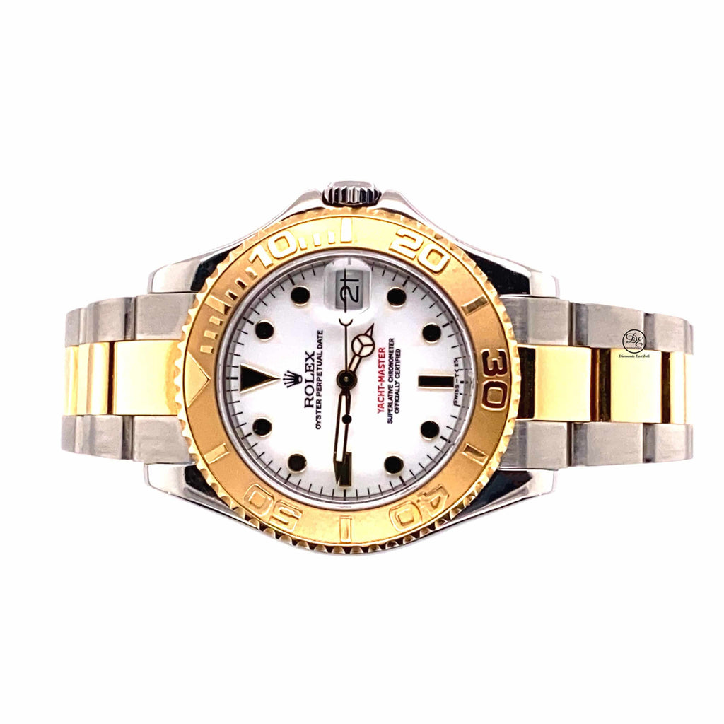 Rolex Yacht-Master 168623 35mm Two Tone Oyster 18K Yellow Gold & SS White Dial Watch