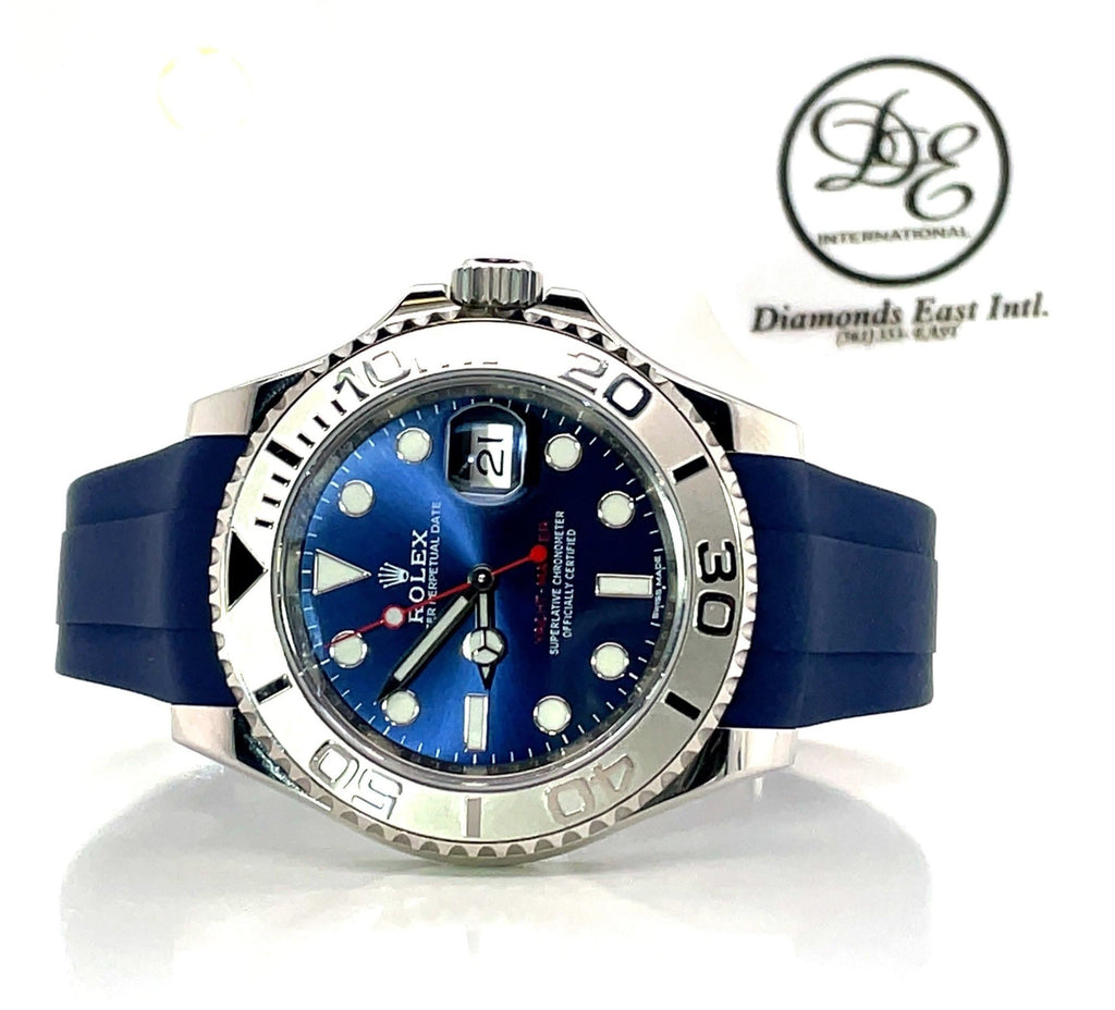 Rolex 40mm Yacht-Master Oyster Date Watch Platinum Bezel Blue