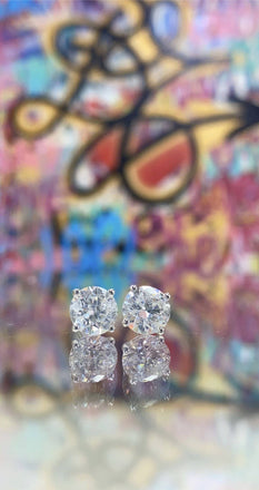 3.19Ct Round Cut Diamond Studs - Diamonds East Intl.