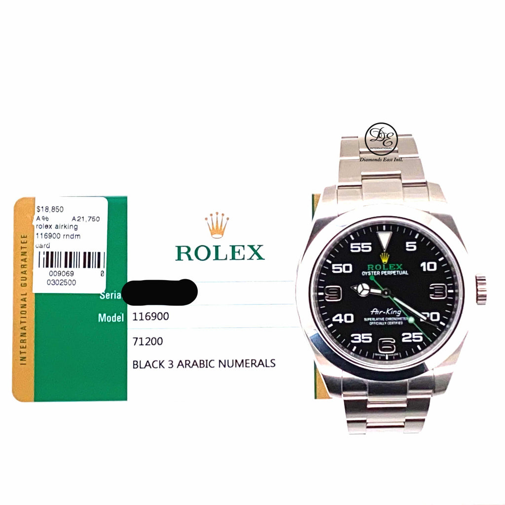 Rolex Air King 116900 Oyster Steel 40mm Automatic Watch Mint PAPERS - Diamonds East Intl.