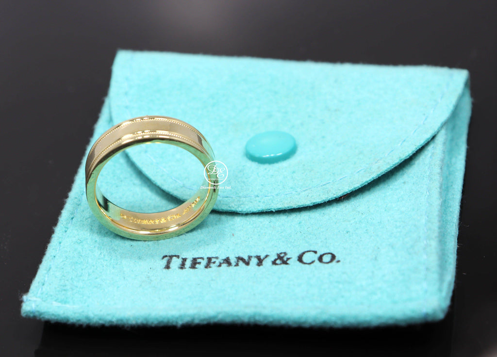 Tiffany & Co. Ring 18K Yellow Gold Wedding Band Ring Size 8 - Diamonds East Intl.