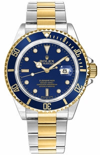 Rolex Submariner 16613 18K Yellow Gold /Steel Oyster Blue Bezel Watch - Diamonds East Intl.