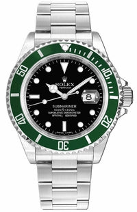 Rolex Submariner Date 16610 Oyster Date Ss Green Bezel Men's Watch - Diamonds East Intl.