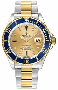 Rolex Submariner 16613 18k Yellow Gold/SS FACTORY SERTI Sapphires/Diamonds BOX/PAPERS - Diamonds East Intl.