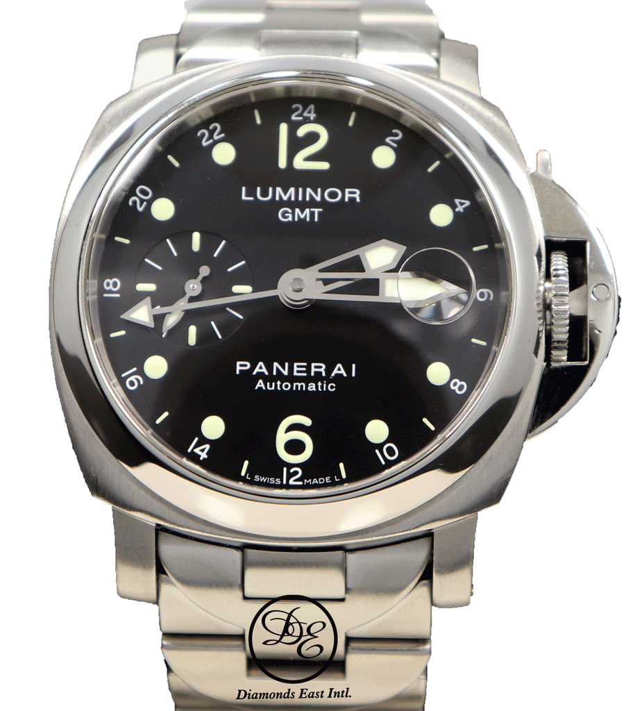 PANERAI Luminor Marina GMT PAM159 40mm Stainless Steel Bracelet Automatic Watch Mint